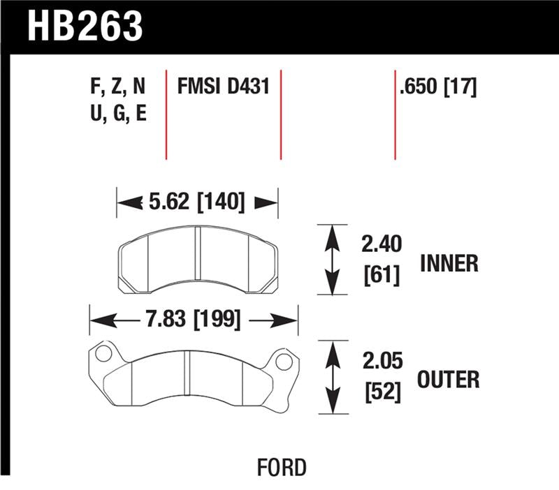 Hawk Performance HB263B.650 Hawk 1987-1993 Ford Mustang GT 5.0 HPS 5.0 Front Brake Pads