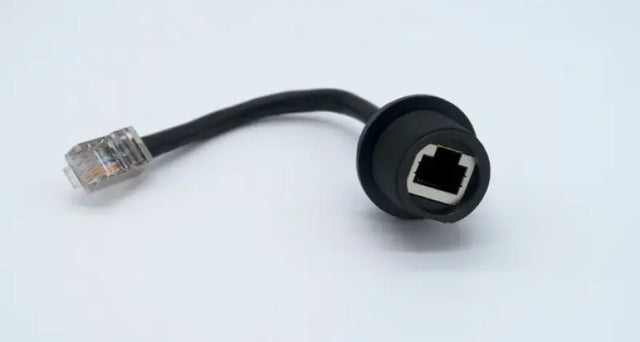 Black Ethernet cable with panel mount for Garmin conversion cable Gemeco Lumi-Link