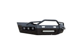 Black metal truck bumper with lights from Ironcross Hardline in matte black finish