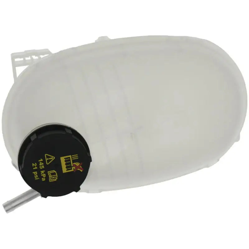 White plastic Dorman coolant reservoir with black cap for Dorman coolant systems