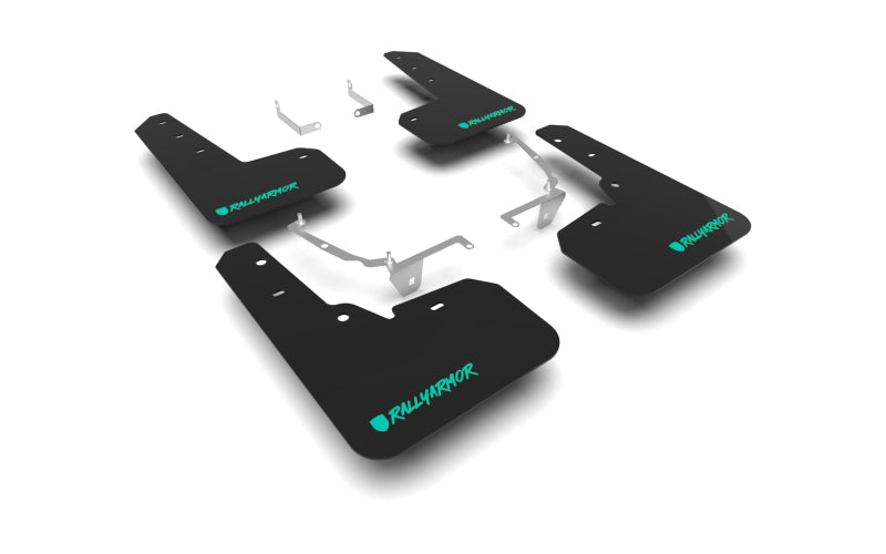 Rally Armor MF26-UR-BLK/TL-X Rally Armor 13-17 Subaru Crosstrek XV Black UR Mud Flap w/ Teal Altered Font Logo