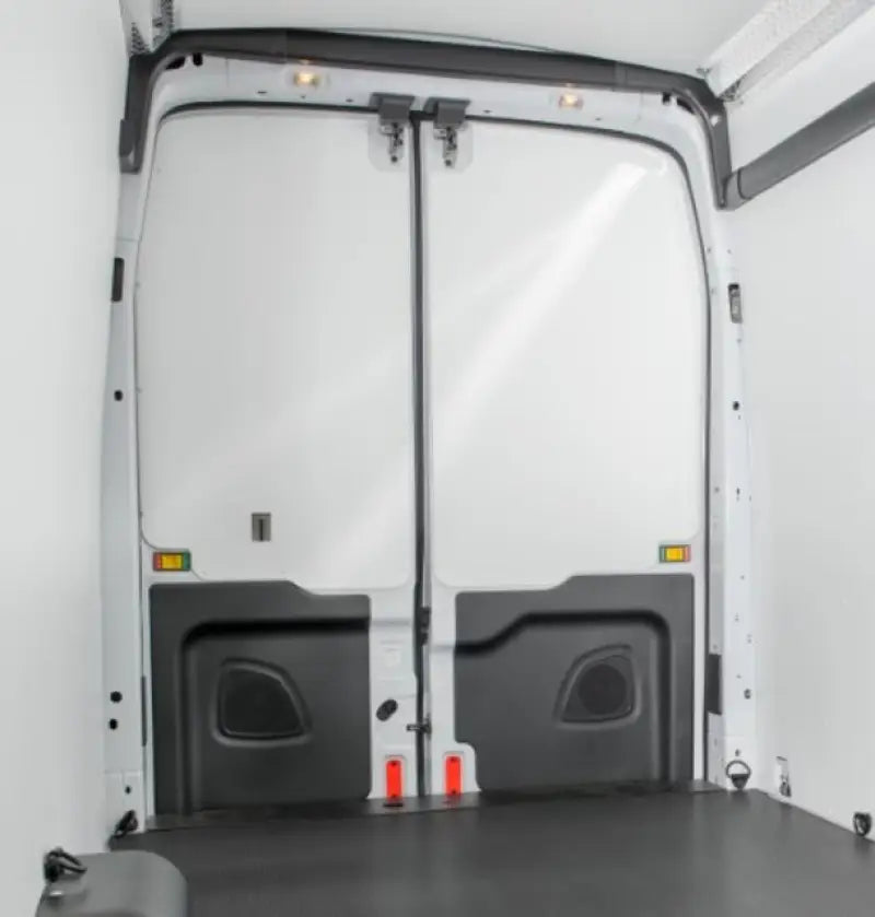 White van interior with closed rear doors featuring Legend Fleet Duratherm door liner