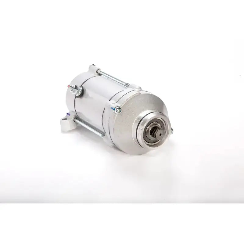 Shiny silver Honda starter motor with splined shaft for reliable performance and OEM specs