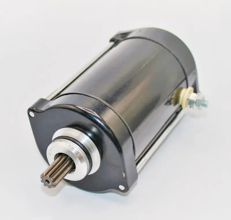 Black electric starter motor with splined shaft for RV and truck parts & accessories