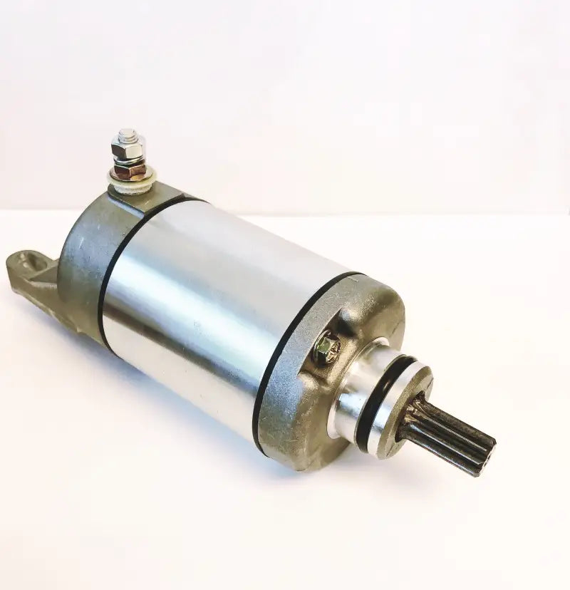 Silver and gray starter motor for vehicle, OEM specs, perfect RV parts & accessories