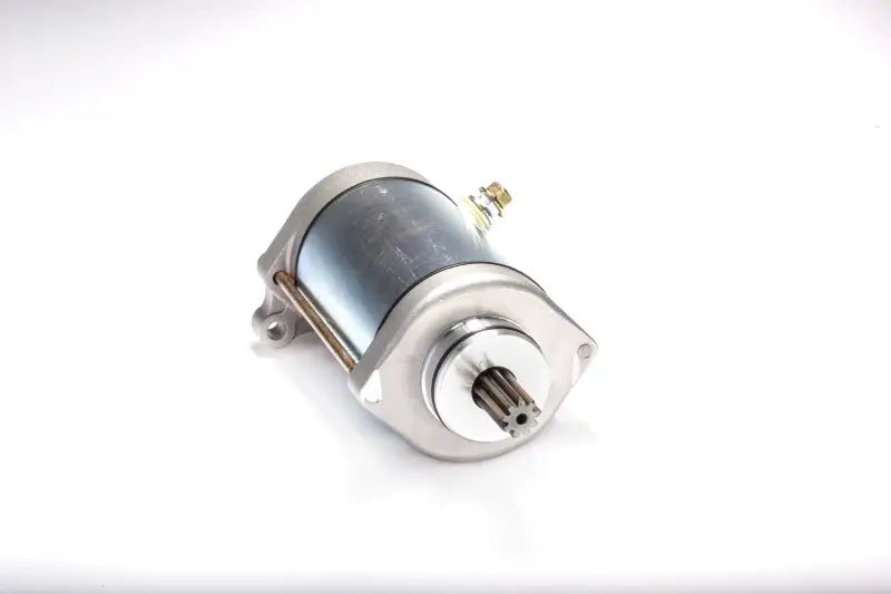 Silver and black electric starter motor for vehicle’s starting, meeting OEM specs