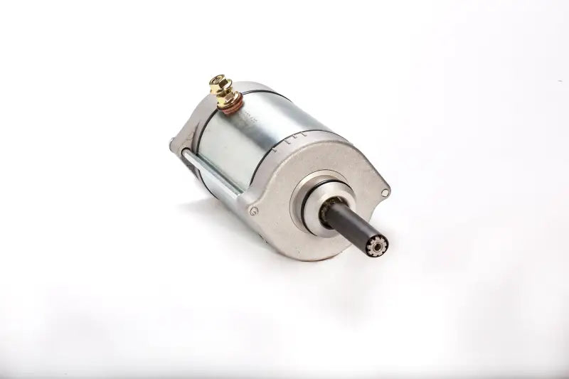 Silver and black electric starter motor for RV parts & accessories and powersports vehicles
