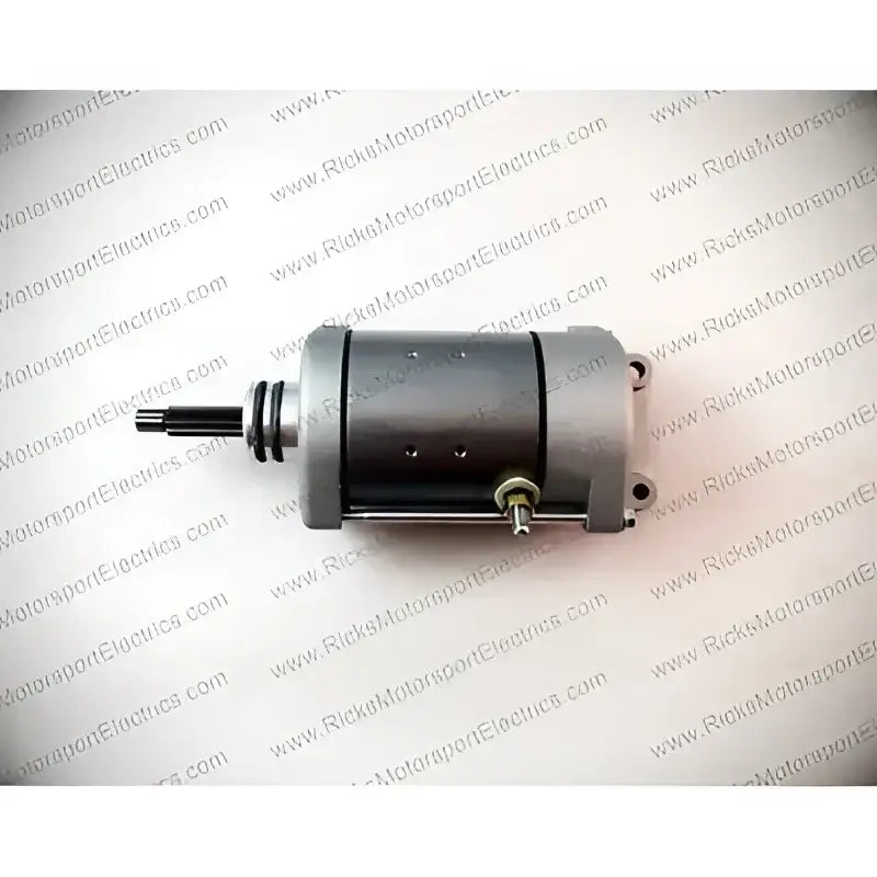 Silver and black electric starter motor from 61-328 Ricks Starter Motor for Ricks starter