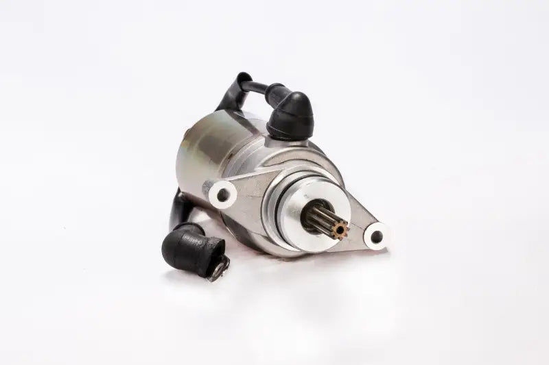 Silver and black electric starter motor for RV parts & accessories, meets OEM specs
