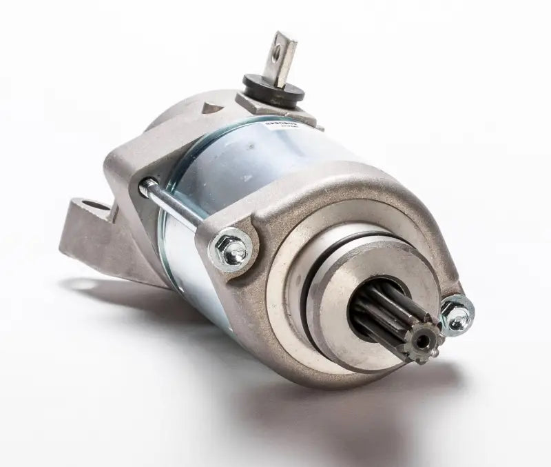 Silver metallic starter motor with splined shaft for RV and truck parts & accessories