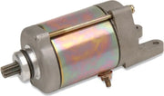 Metallic cylindrical starter motor with mounting bracket for RV and truck parts