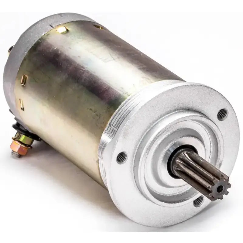 Silver and gold electric starter motor with splined shaft for RV and truck parts
