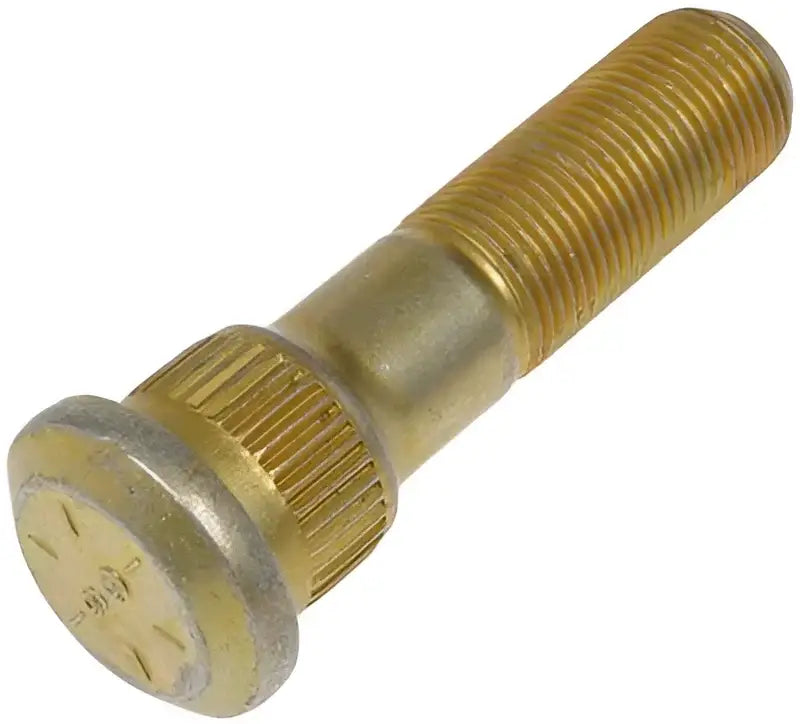 Gold-colored threaded wheel stud for Dorman HD wheel and heavy-duty wheel applications