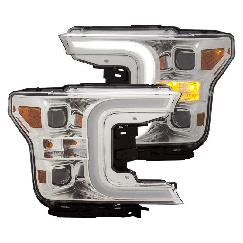 ANZO 111399 ANZO 18-19 Ford F-150 Projector Headlights w/Plank Style Switchback Chrome w/Amber