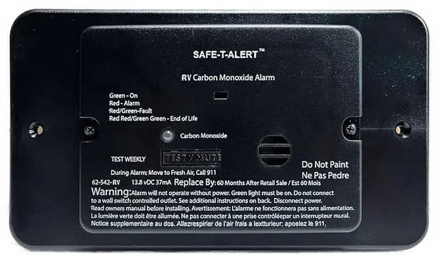 RV carbon monoxide alarm