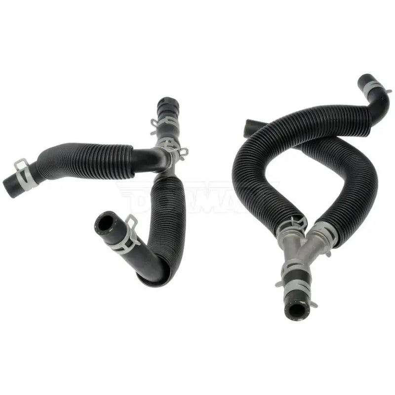 Corrugated black coolant hoses with metal clamps for Dorman 626-307HP heater hose assembly
