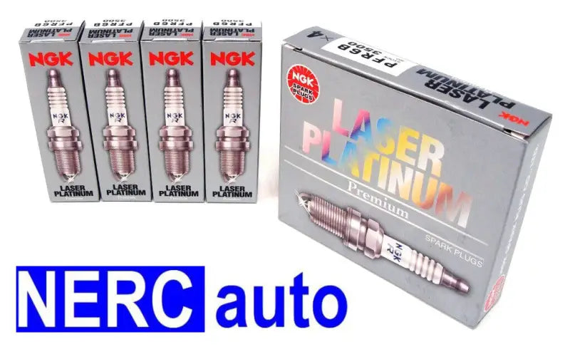 "6290 NGK Pfr6H-10 Plug 4/Box - Laser Platinum spark plugs for enhanced engine power, improved fuel efficiency, and reliable ignition. Image displays NGK packaging showing four individual boxes next to premium box."