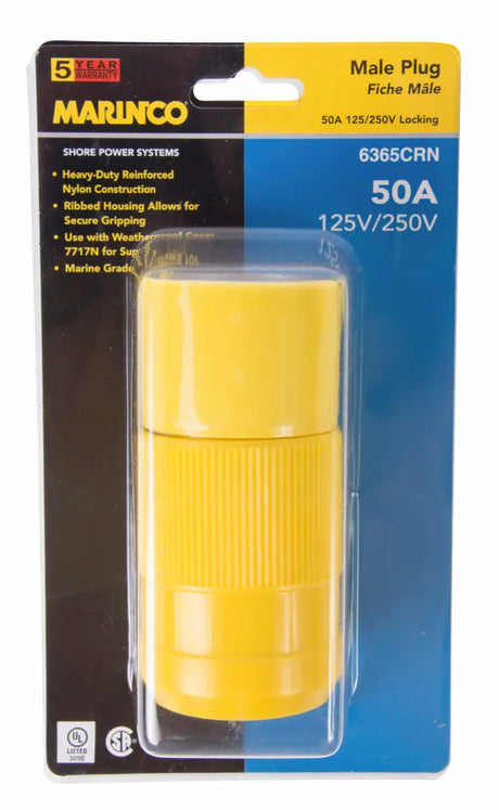 6364CRN Marinco Female Connector 50A Yellow - Power Cord Plug End