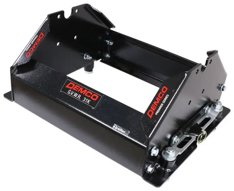 Black fifth wheel hitch base for Demco 5th Wheel trailer towing setup