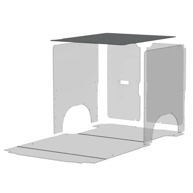 Gray Legend Fleet Duratherm cat house with black roof and cutout doors