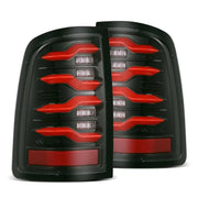 Black and red LED tail lights from Alpharex Usa Luxx-Series for sleek vehicle style