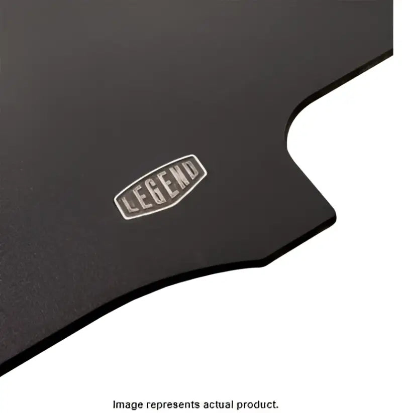 Legend black rubberized mat with embossed logo on Fleet Evolve lightweight composite flooring