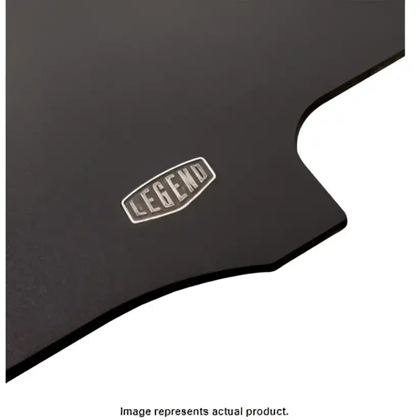 Legend black rubberized mat with embossed logo on Fleet Evolve lightweight composite flooring