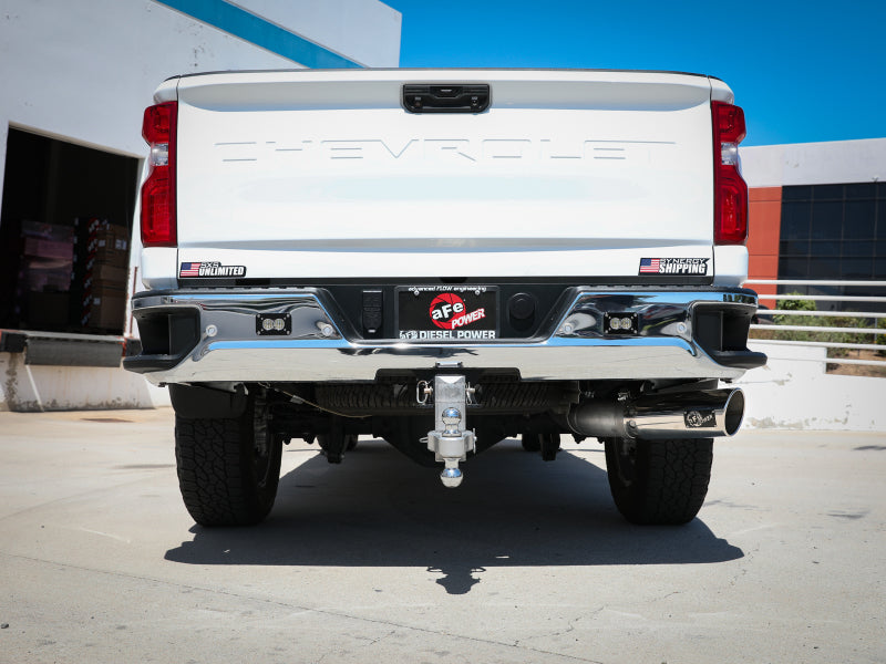 aFe 49-44125-P aFe Large Bore-HD 5 IN 409 SS DPF-Back Exhaust System w/Polished Tip 20-21 GM Truck V8-6.6L