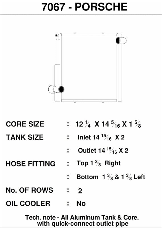 CSF 7067 CSF Porsche 911 Carrera (991.1) / Porsche Boxster (981) / Porsche GT4 (991) - Right Side Radiator
