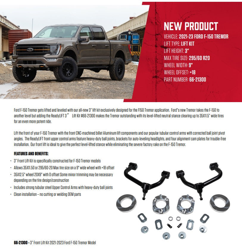 66-21300 Readylift 3'' Front Lift Leveling Kit Include