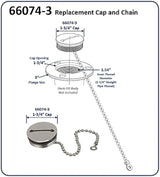 Replacement marine cap chain for Deck Fill Body on Attwood Marine Cap/Chain 66074-3