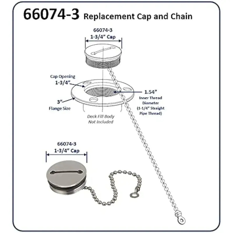 Replacement marine cap chain for Deck Fill Body on Attwood Marine Cap/Chain 66074-3