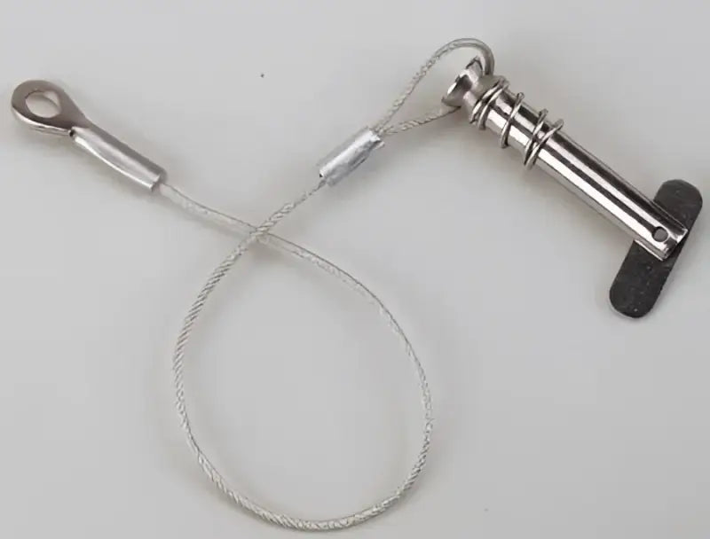 Silver clevis pin with spring and wire tether for Attwood Marine Clevis applications