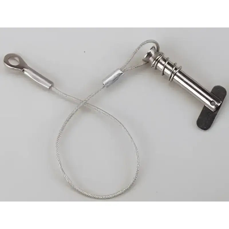 Silver clevis pin with spring and wire tether for Attwood Marine Clevis applications