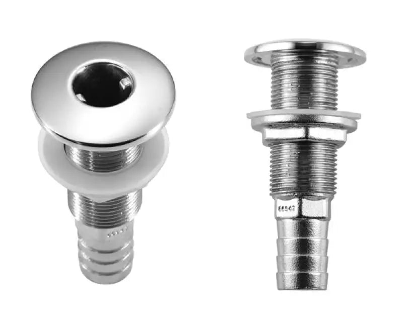 Chrome-plated through-hull fittings from Attwood Marine hull skin pack for boat repair