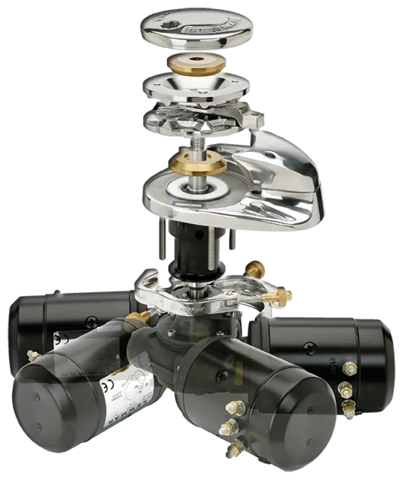 Lewmar kit chrome black hydraulic steering with brass accents