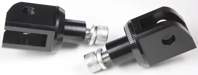 Black anodized aluminum clevis mounts with threaded adjusters for 6678N footpeg adapter