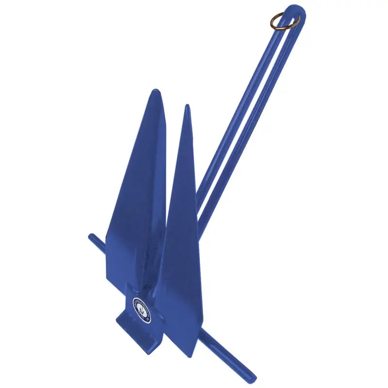 Blue boat anchor with 669-6-R Greenfield Fluke Slip Ring Fluke Slip for marine use