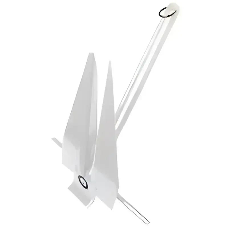 White coated boat anchor from Greenfield Fluke Slip Ring 6Lb for secure holding