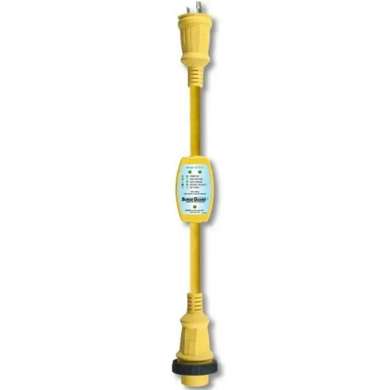 Yellow electrical adapter with indicator lights for Southwire 30A portable marine entry system