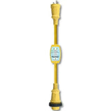 Yellow electrical adapter with indicator lights for Southwire 30A portable marine entry system