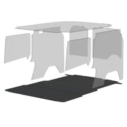 Clear acrylic coffee table with Legend Fleet Stabiligrip black base