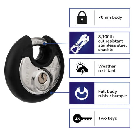 673-70001 Hampton Prod 2-13/16’ Comm Ss Discus - Padlock