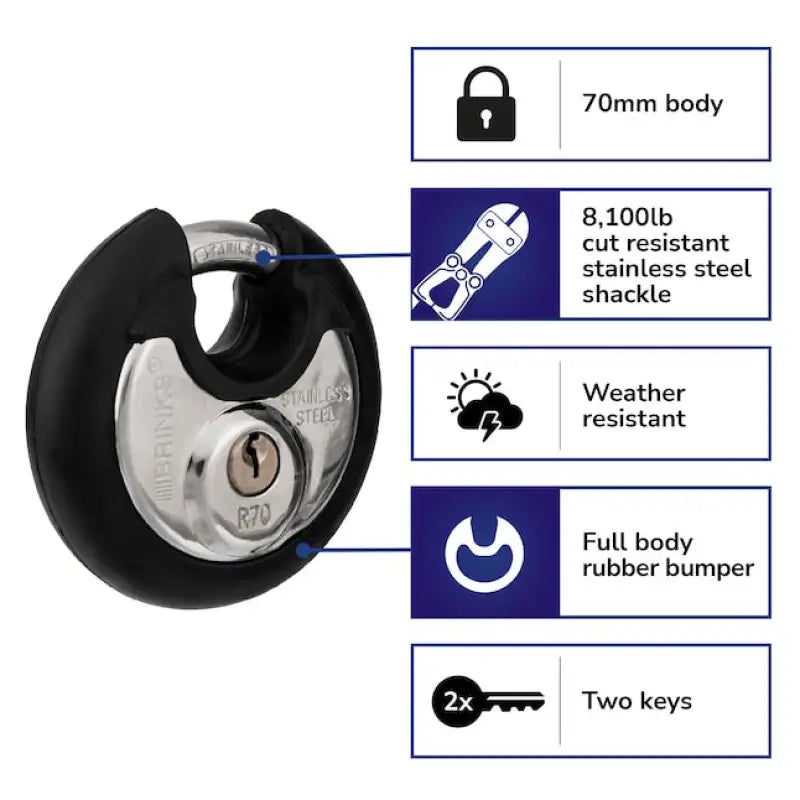 673-70001 Hampton Prod 2-13/16’ Comm Ss Discus - Padlock