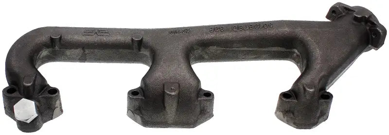 Dark gray Dorman exhaust manifold with three ports from the Dorman exhaust manifold kit
