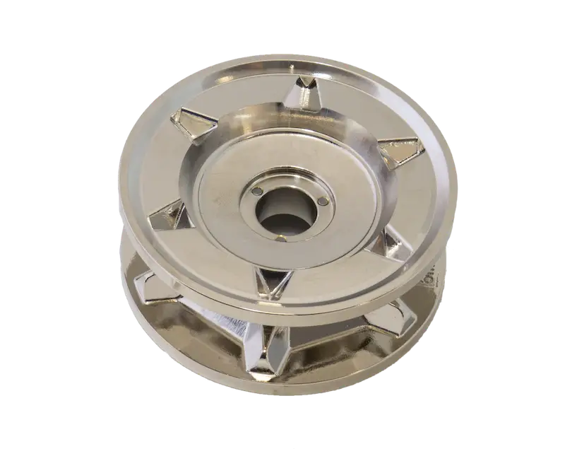 Silver Lewmar V8 14mm gypsy assembly with metallic gear wheel