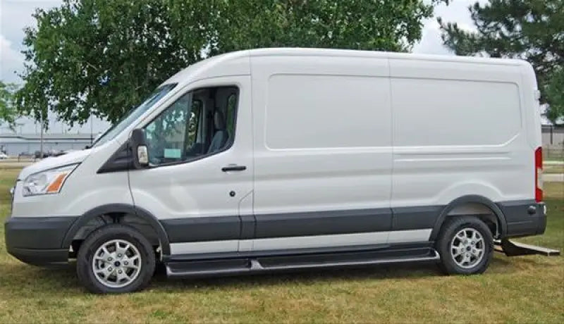 White 2019 Ford Transit 350 high roof cargo van with secure storage