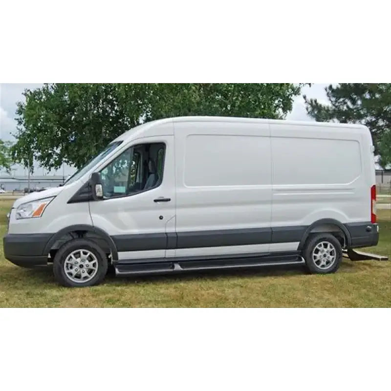 White 2019 Ford Transit 350 high roof cargo van with secure storage