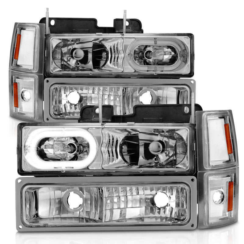 ANZO 111508 ANZO 88-98 Chevrolet C1500 Crystal Headlights Chrome Housing w/ Signal and Side Marker Lights