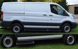 White Ford Transit van with roof rack for carrying oversized equipment, model 683494-01